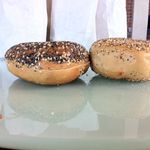 At left, a Montreal-style bagel. At right, Brooklyn's average La Bagel Delight.